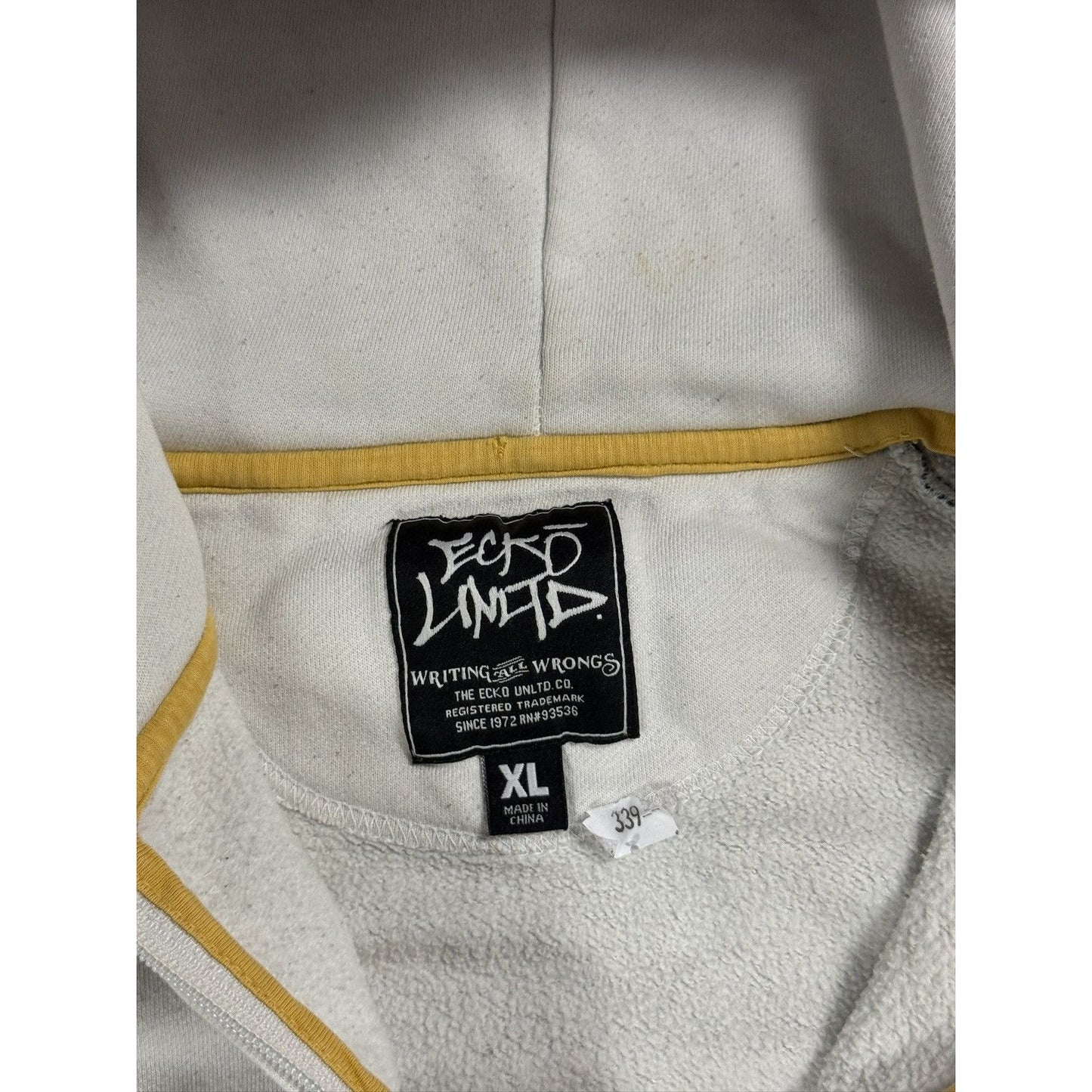 Ecko Unltd vintage zip hoodie white grey yellow big logo Y2K