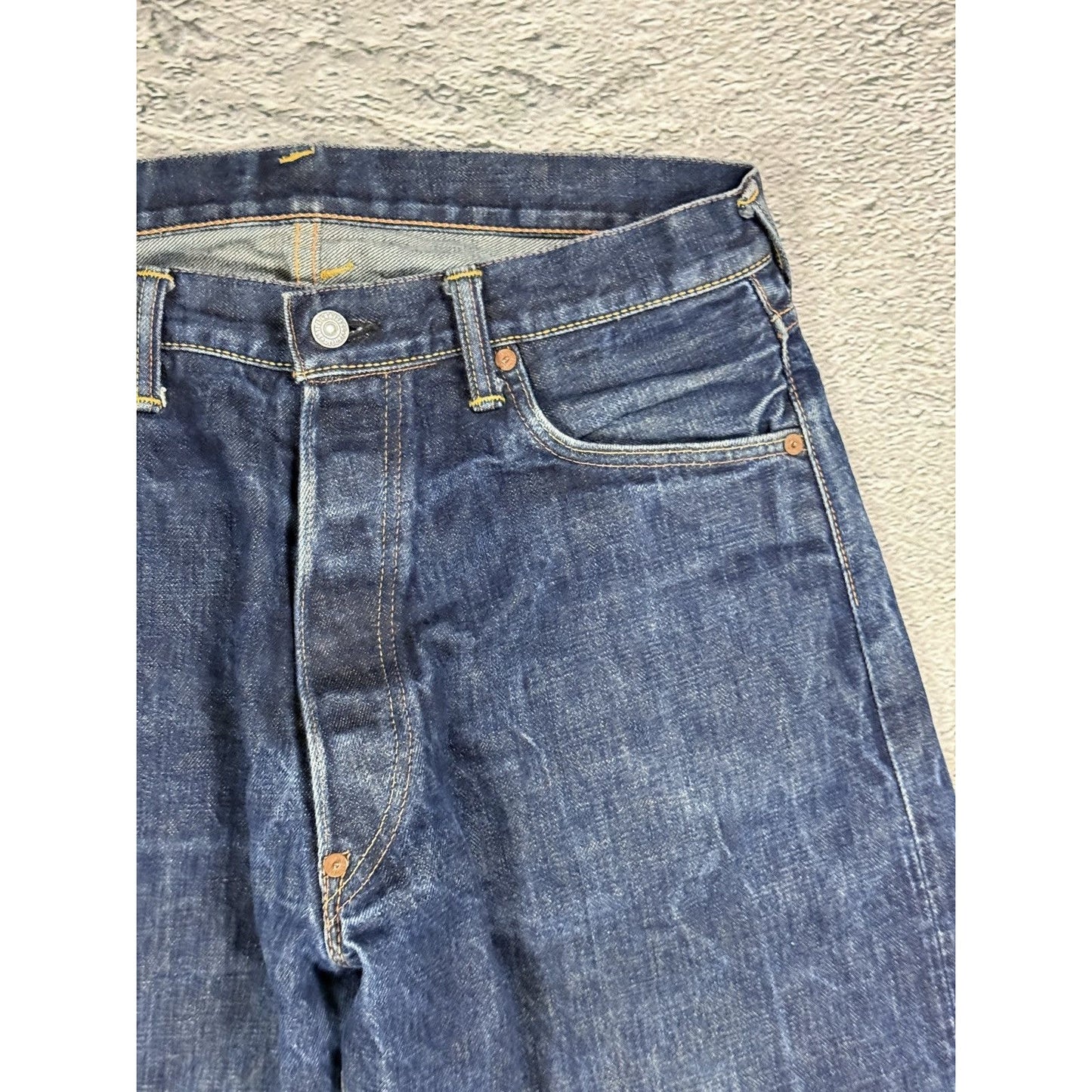 Evisu jeans white daicock big logo blue selvedge denim