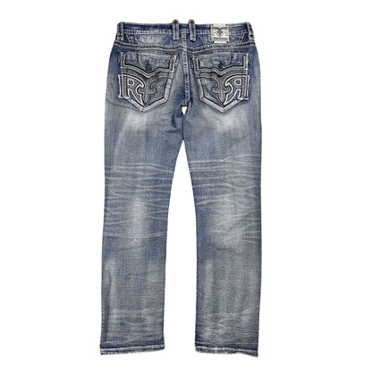 Rock Revival vintage baby blue jeans Y2K straight jamon