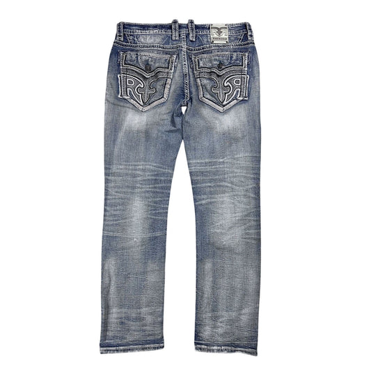 Rock Revival vintage baby blue jeans Y2K straight jamon