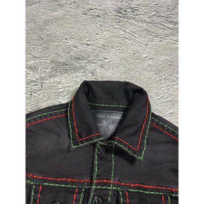 True Religion denim jacket trucker black green red