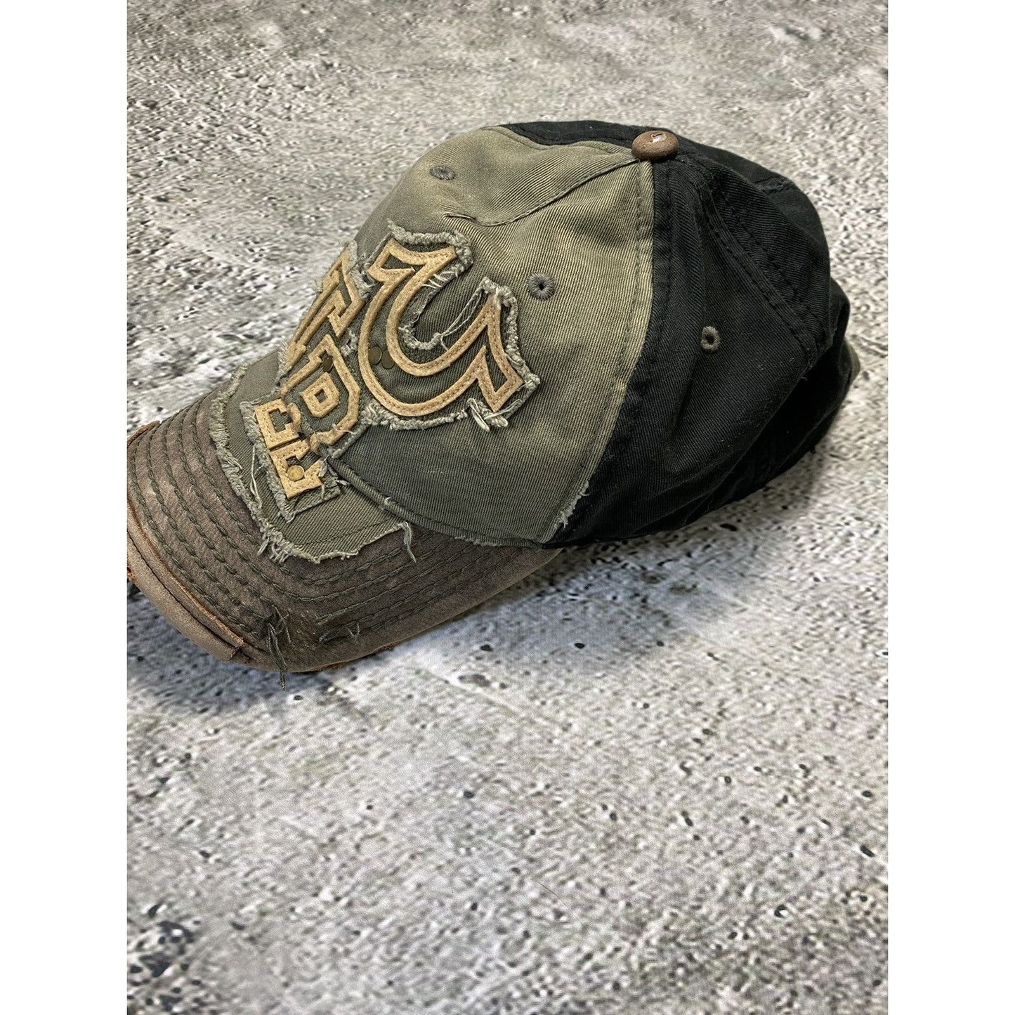 True Religion hat vintage cap Y2K khaki black brown