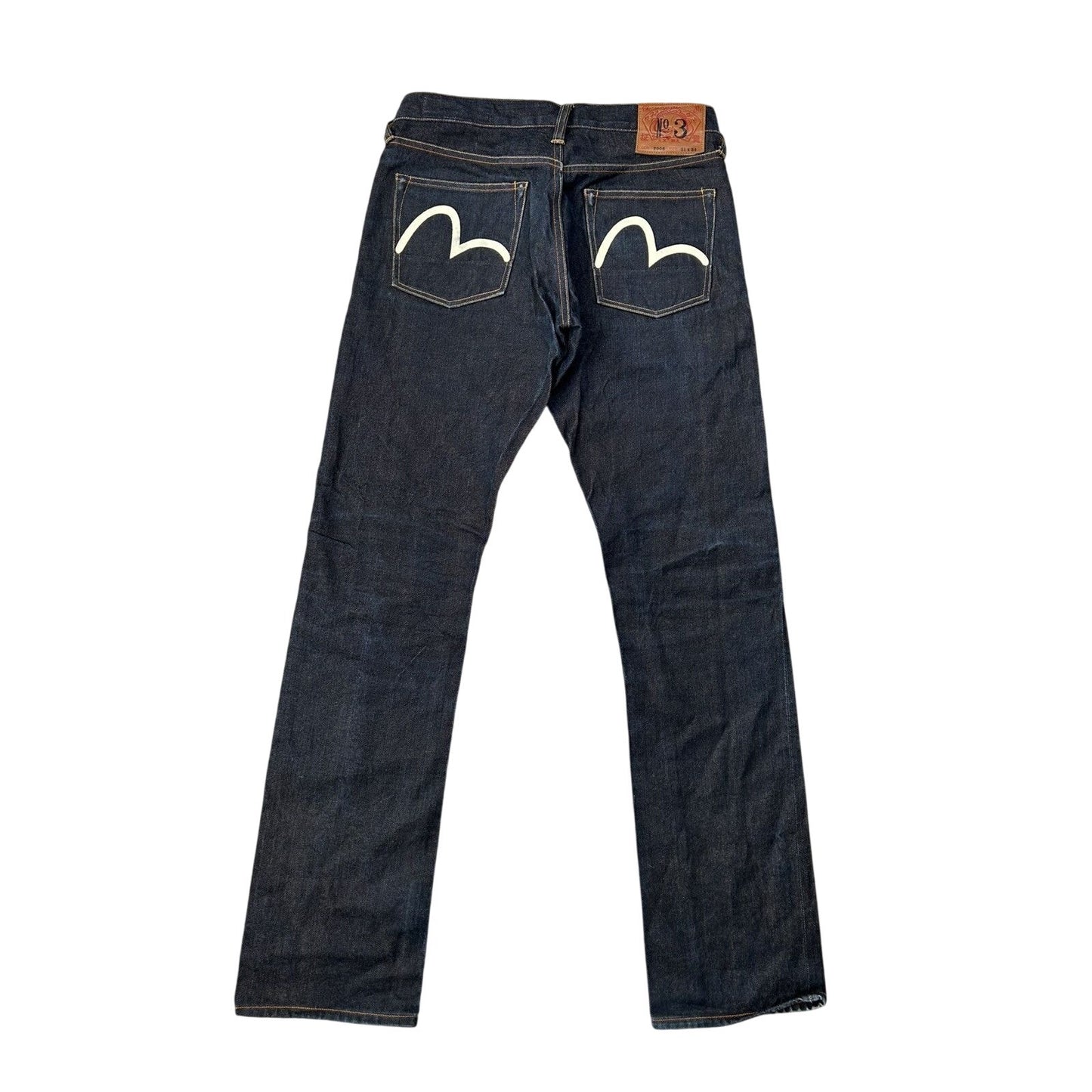 Evisu jeans vintage dark navy selvedge denim white seagull