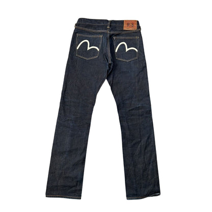 Evisu jeans vintage dark navy selvedge denim white seagull