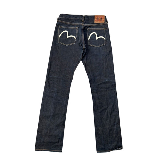 Evisu jeans vintage dark navy selvedge denim white seagull