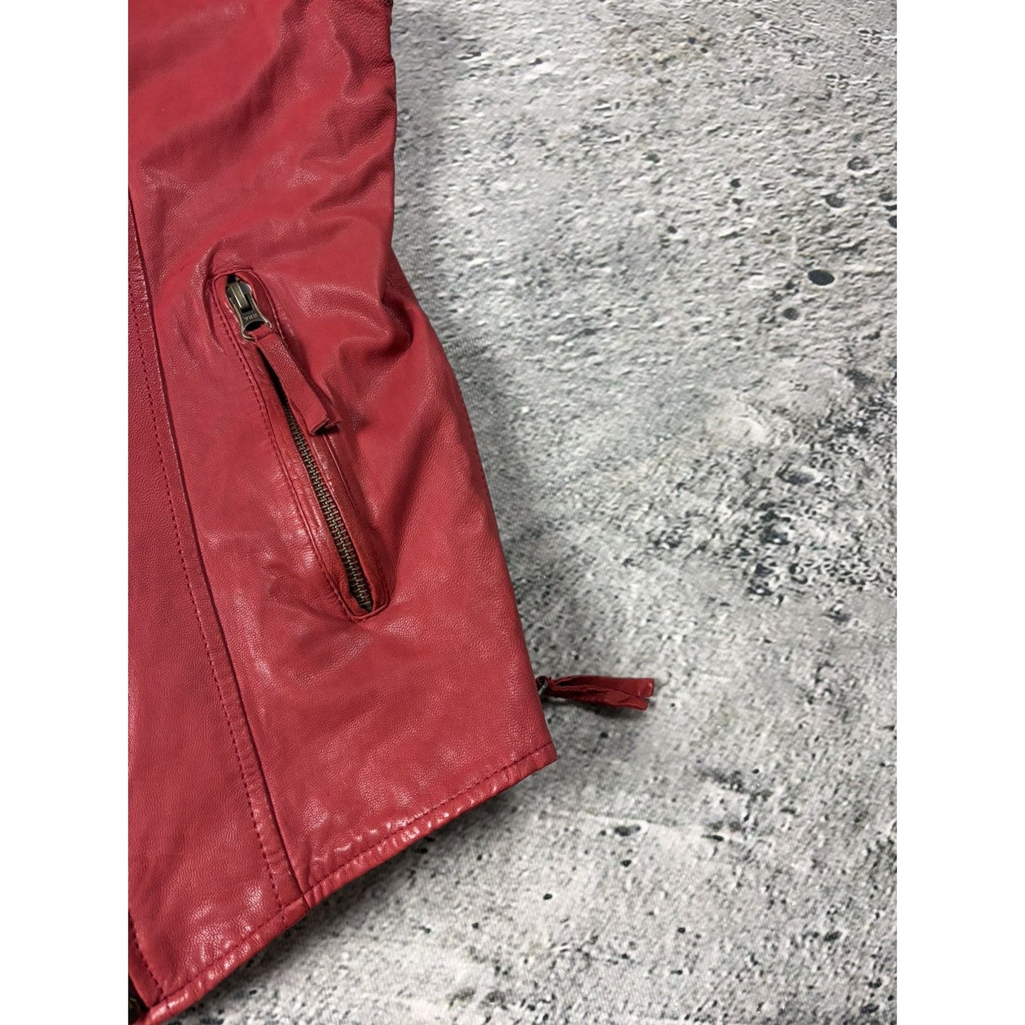 True Religion leather red vest jacket rockstar america