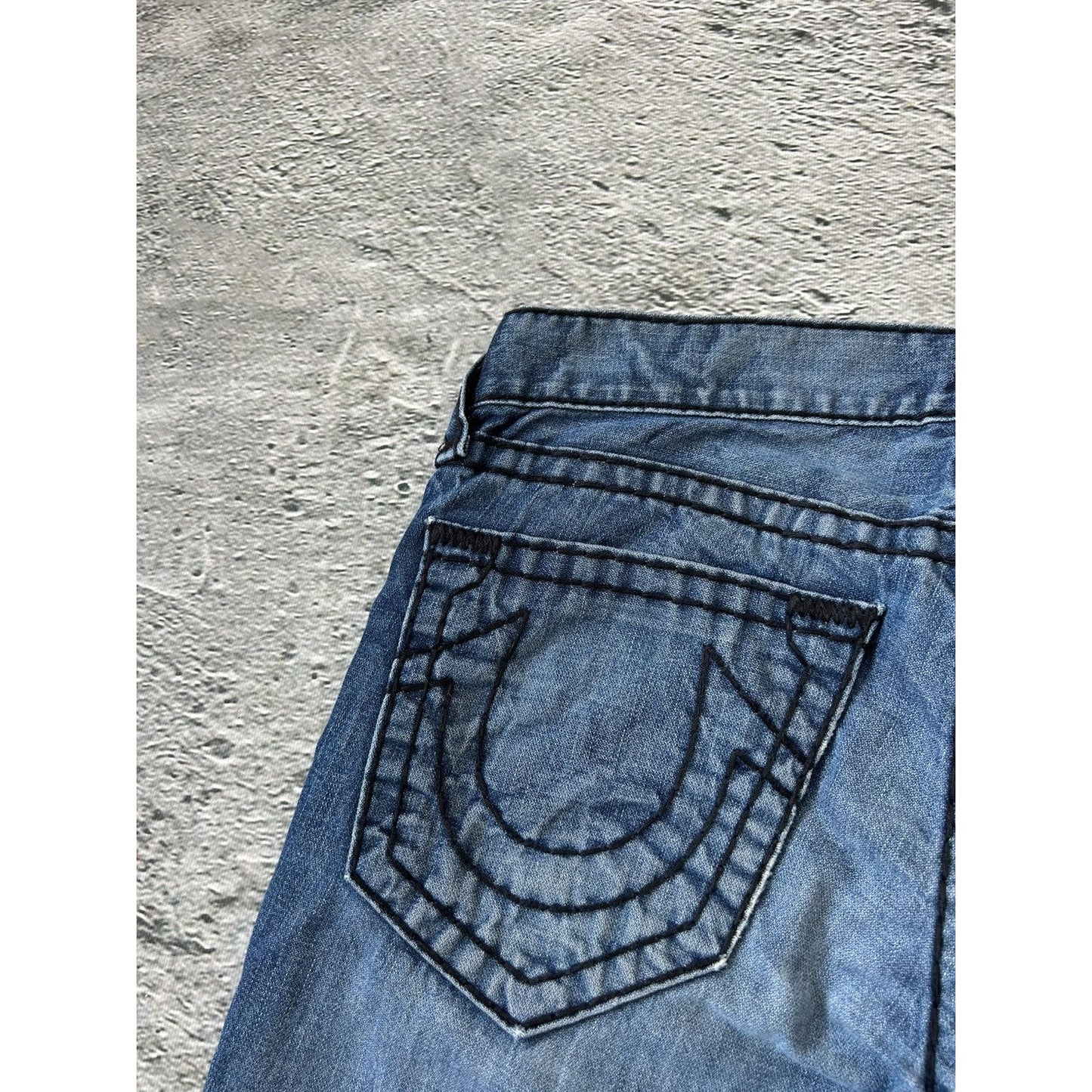 True Religion blue jeans black thick stitching Y2K Bobby