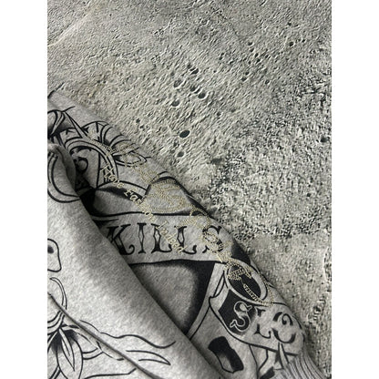 Really Point Y2K vintage zip hoodie grey fur Ed Hardy