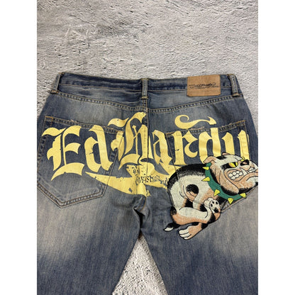 Ed Hardy Christian Audigier vintage jeans big logo pants