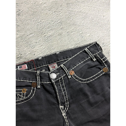 True Religion black jeans white thick stitching Y2K Straight