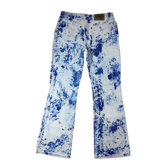 Dolce & Gabbana Painted flared jeans denim white blue