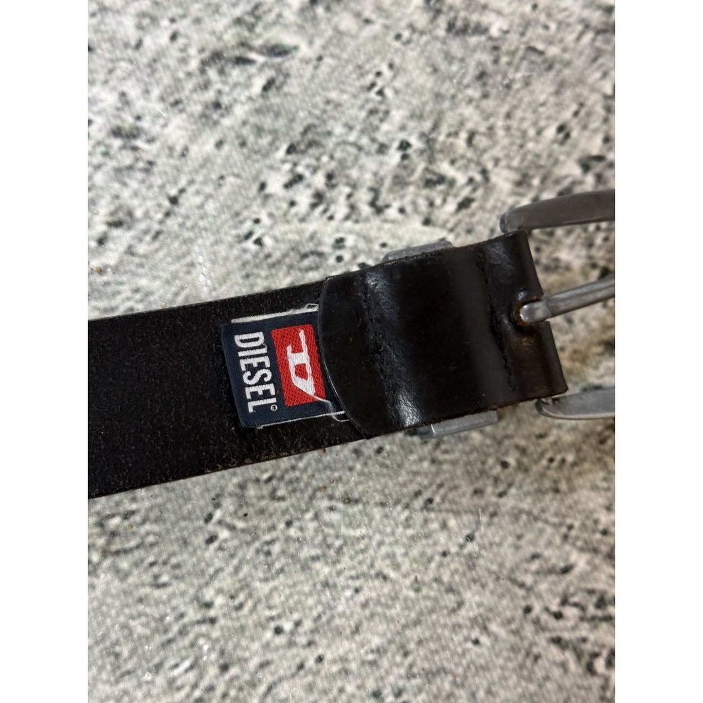 Diesel leather belt small buckle Y2K black
