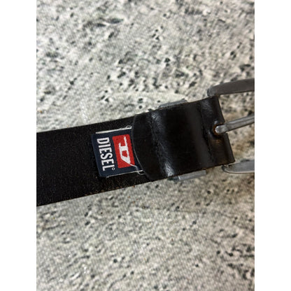 Diesel leather belt small buckle Y2K black