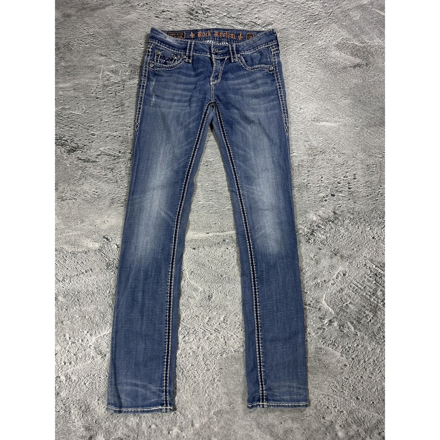 Rock Revival rhinestone glitter jeans Y2K flared denisa