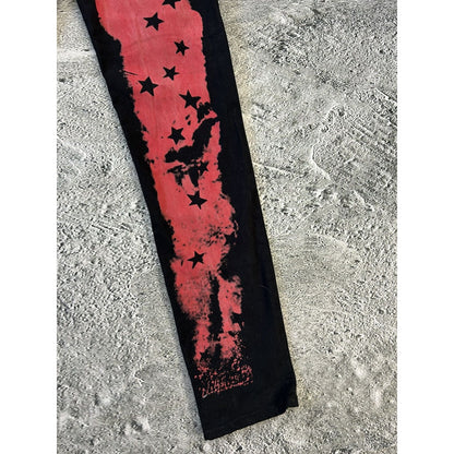 Y2K jeans black red slim stars