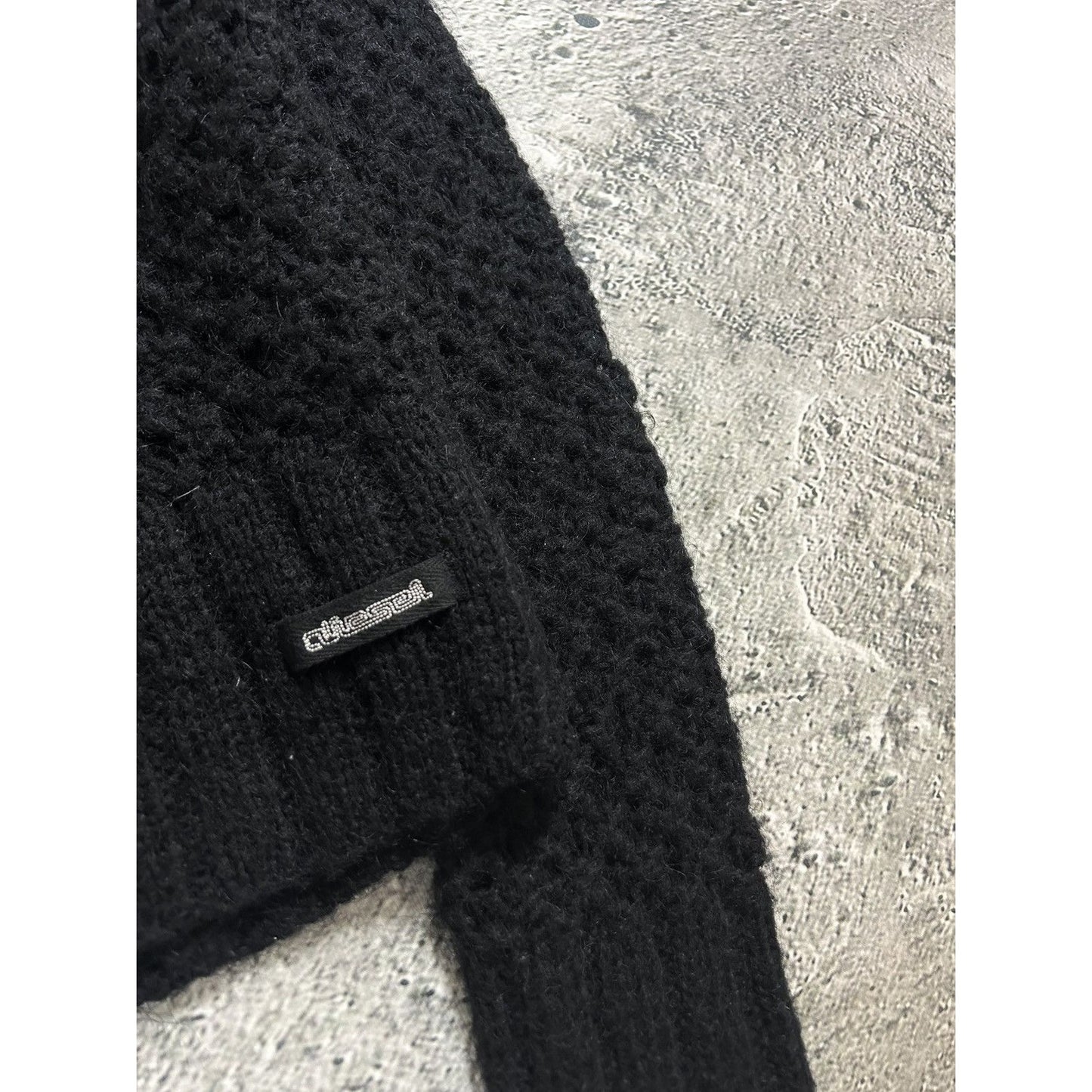 Diesel cardigan vintage zip sweater black Y2K avantgarde