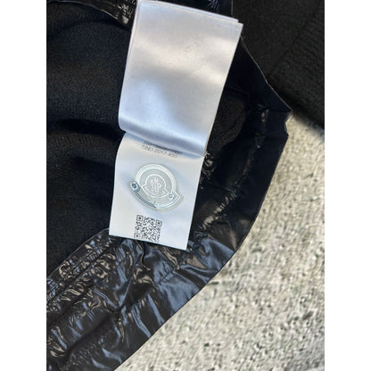 Moncler black sweater knit flared nylon hem shiny