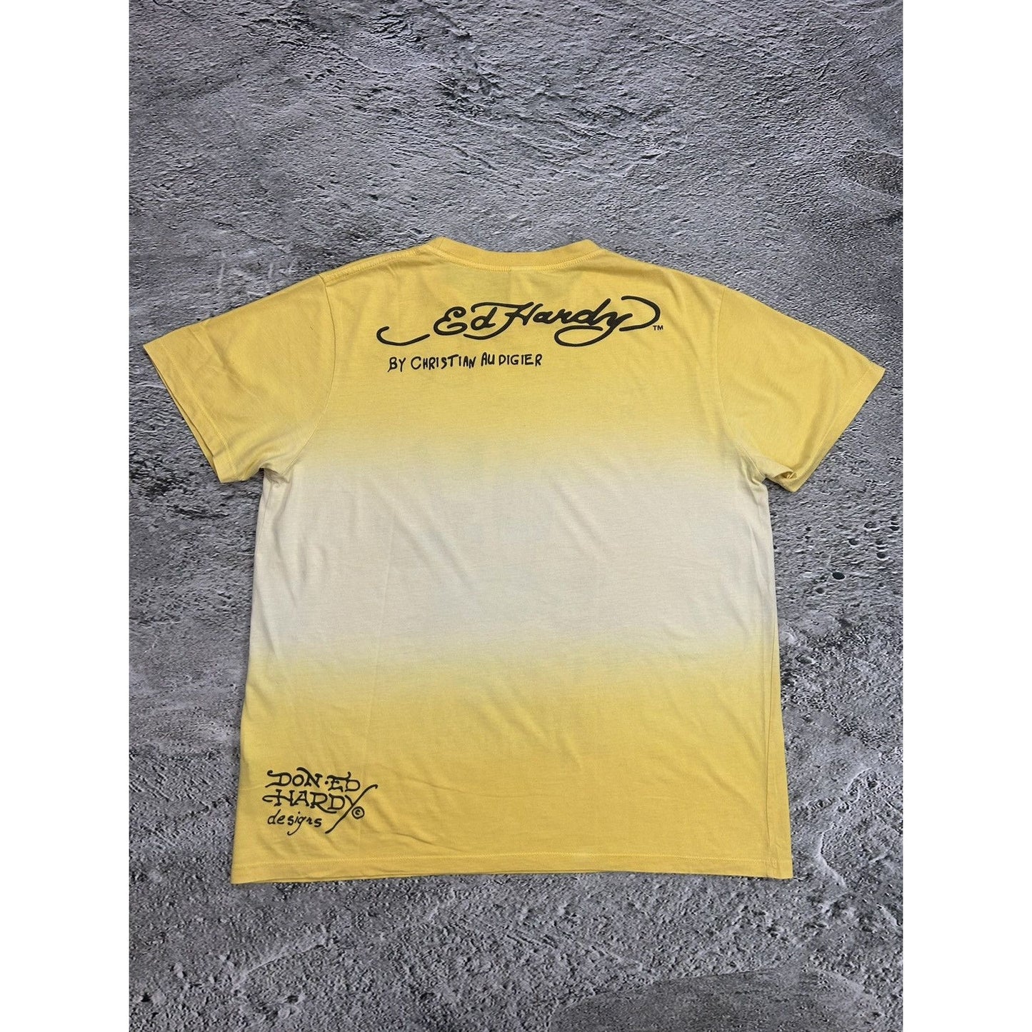 Ed Hardy Christian Audigier vintage yellow T-shirt big logo