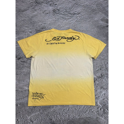Ed Hardy Christian Audigier vintage yellow T-shirt big logo