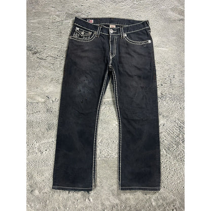 True Religion black jeans white thick stitching Y2K Ricky