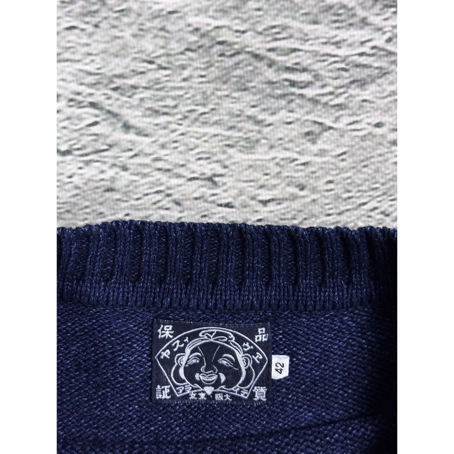 Evisu sweater navy big logo spell out knit made in Japan