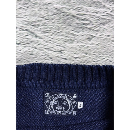 Evisu sweater navy big logo spell out knit made in Japan