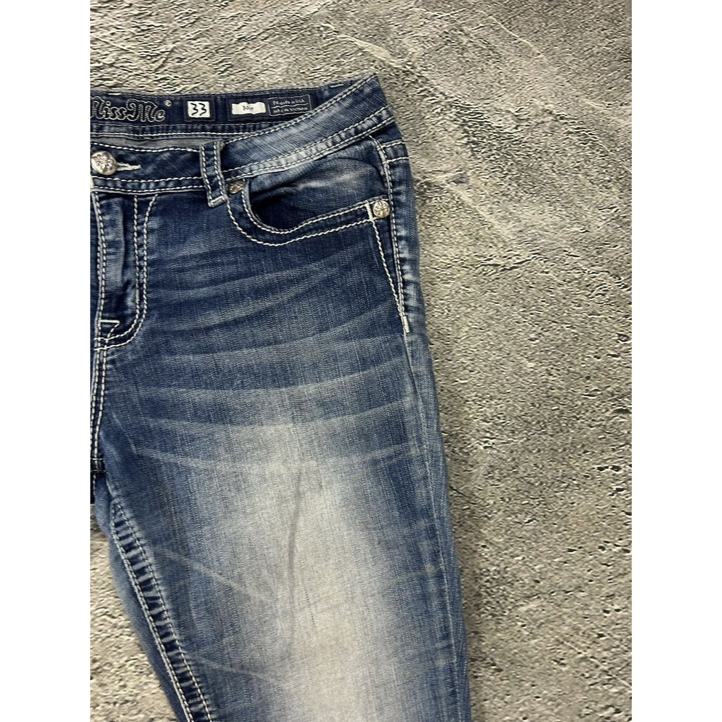Miss Me flared bootcut white stitching denim vintage y2k