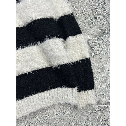 Milk Copenhagen Mohair Sweater Striped Black White Hairy