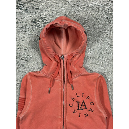 True Religion vintage zip hoodie Orange Rhinestones LA
