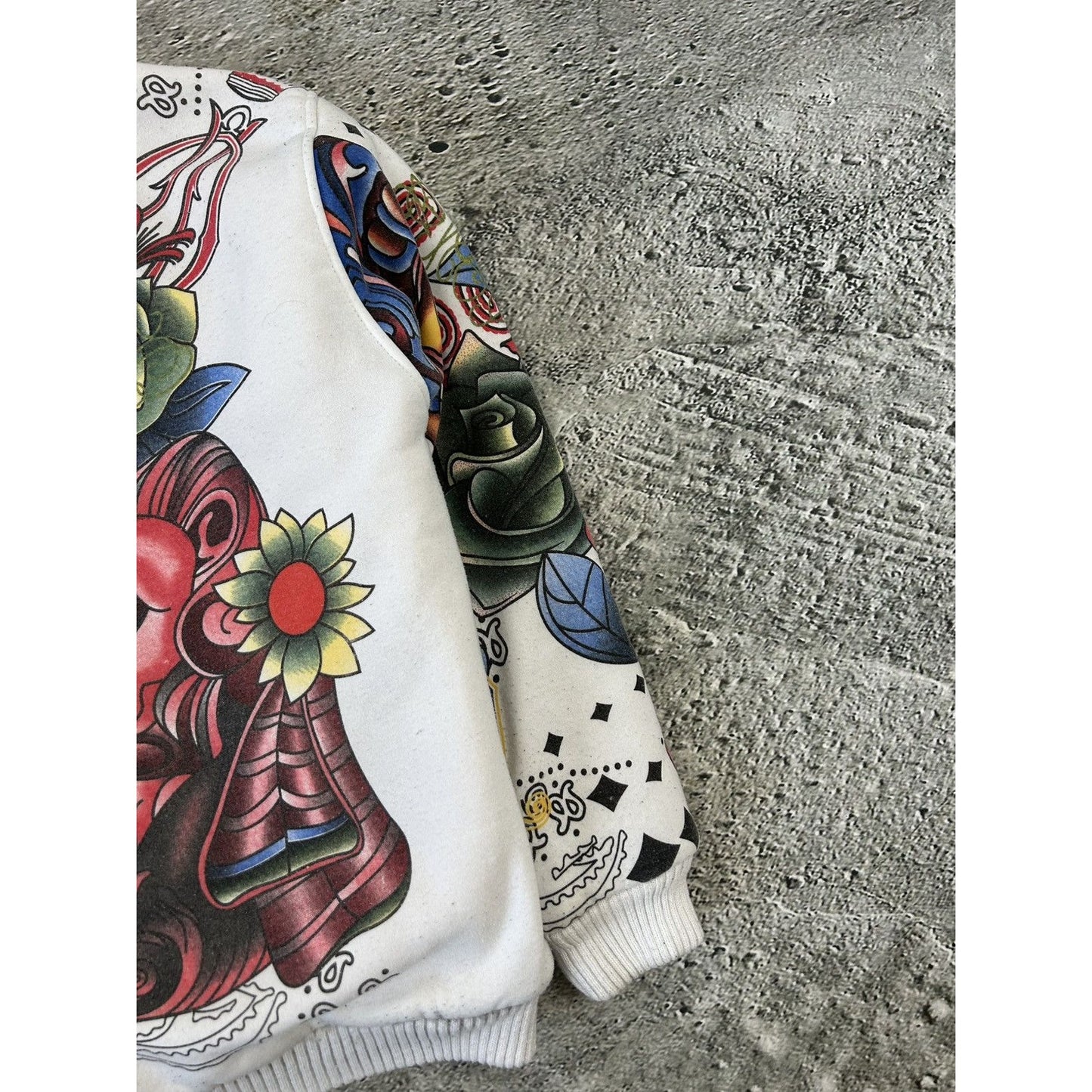 Really Point Y2K vintage zip hoodie white fur Ed Hardy