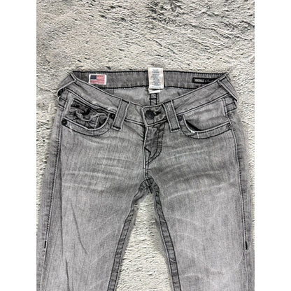 True Religion jeans grey black thick stitching flared Billy