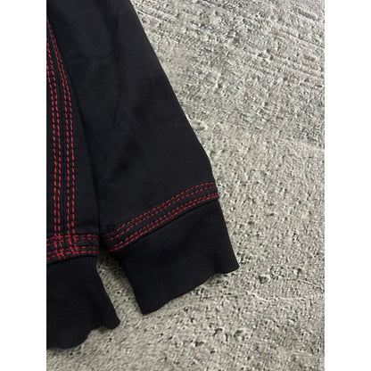 True Religion zip hoodie vintage black red thick stitching