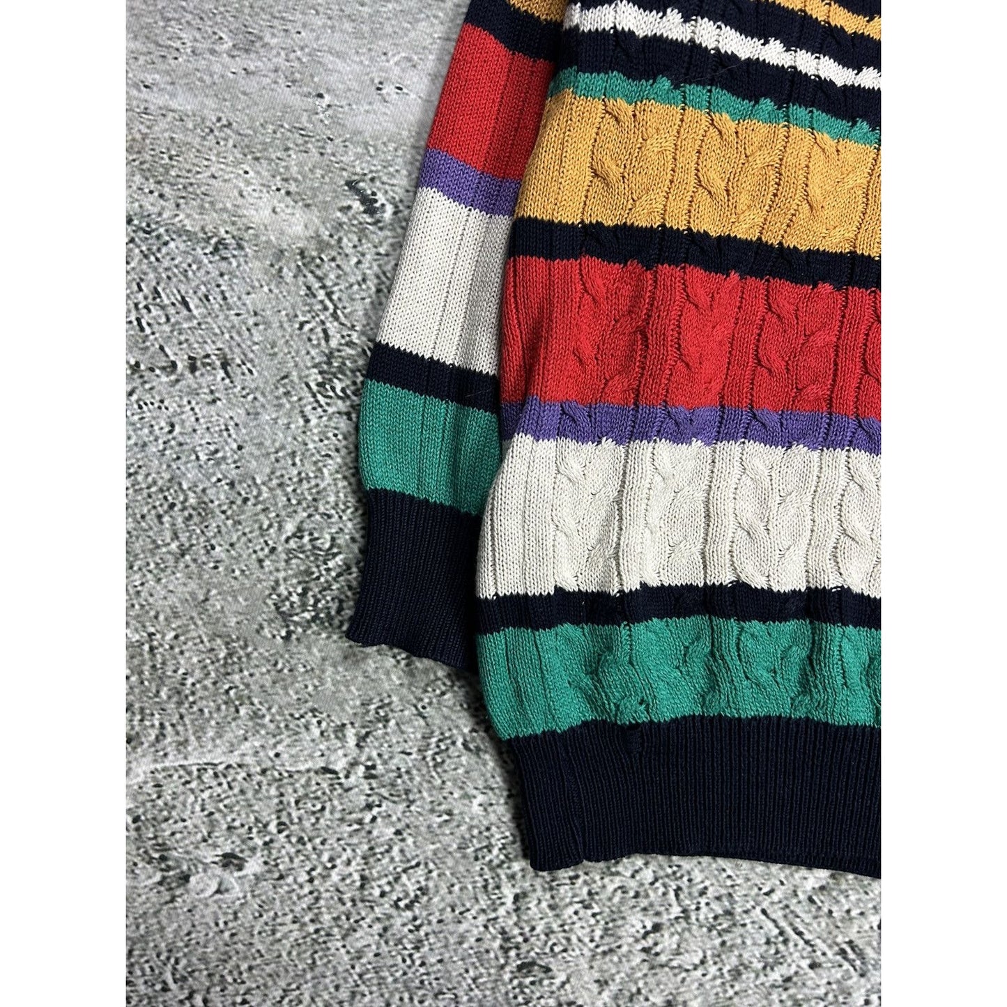 Monello vintage sweater Coogi style cable knit multicolor