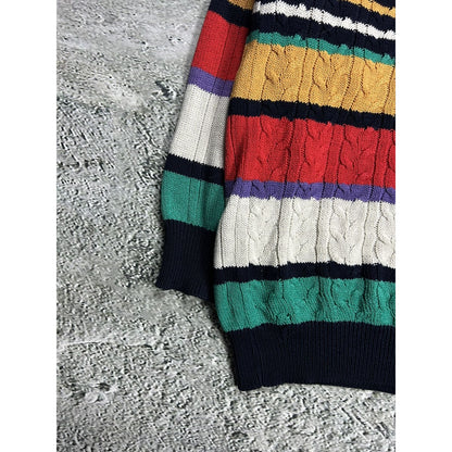 Monello vintage sweater Coogi style cable knit multicolor
