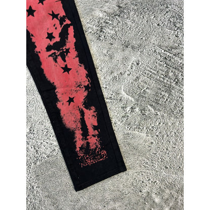 Y2K jeans black red slim stars