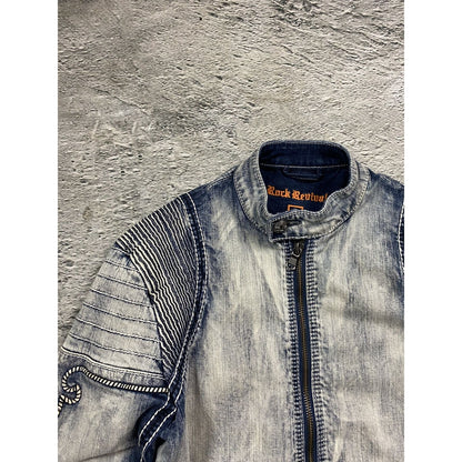 Rock Revival moto biker denim jacket washed vintage