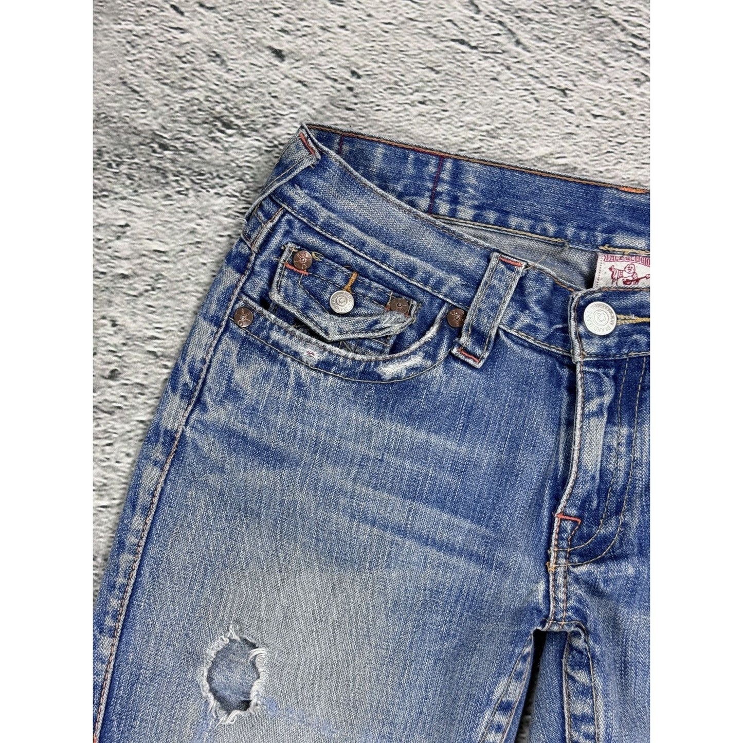 True Religion blue jeans Buddha Embroidery Joey flared