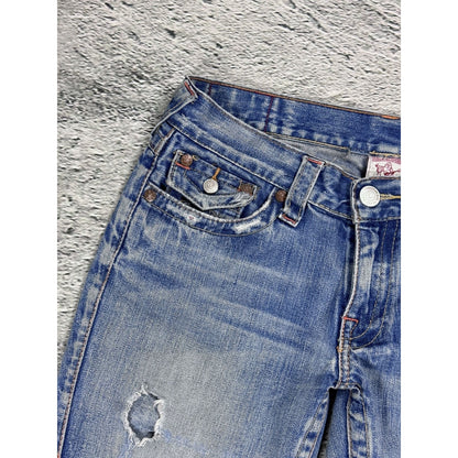 True Religion blue jeans Buddha Embroidery Joey flared