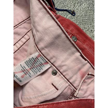 True Religion red jeans contrast stitching straight w flaps