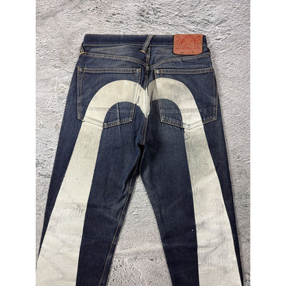 Evisu jeans white daicock big logo blue selvedge denim