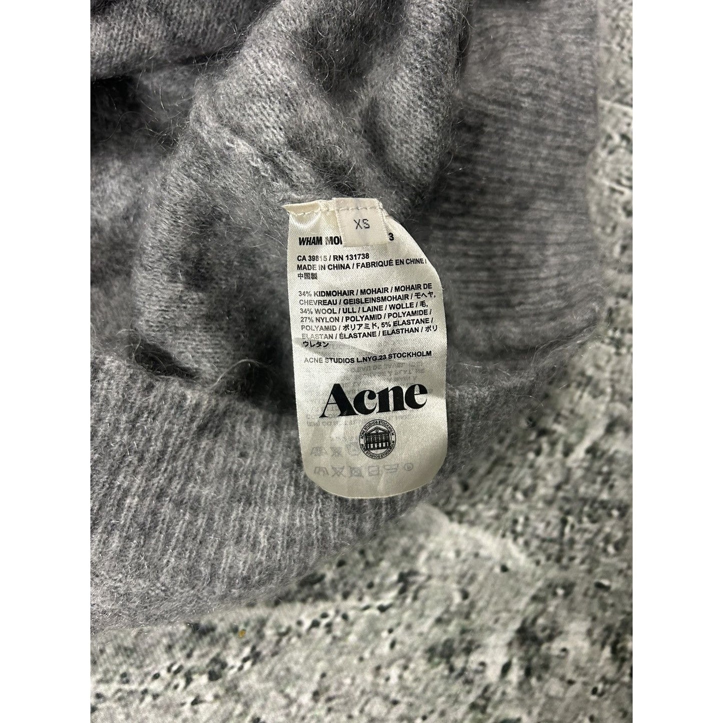 Acne Studios mohair long sweater wham moh grey