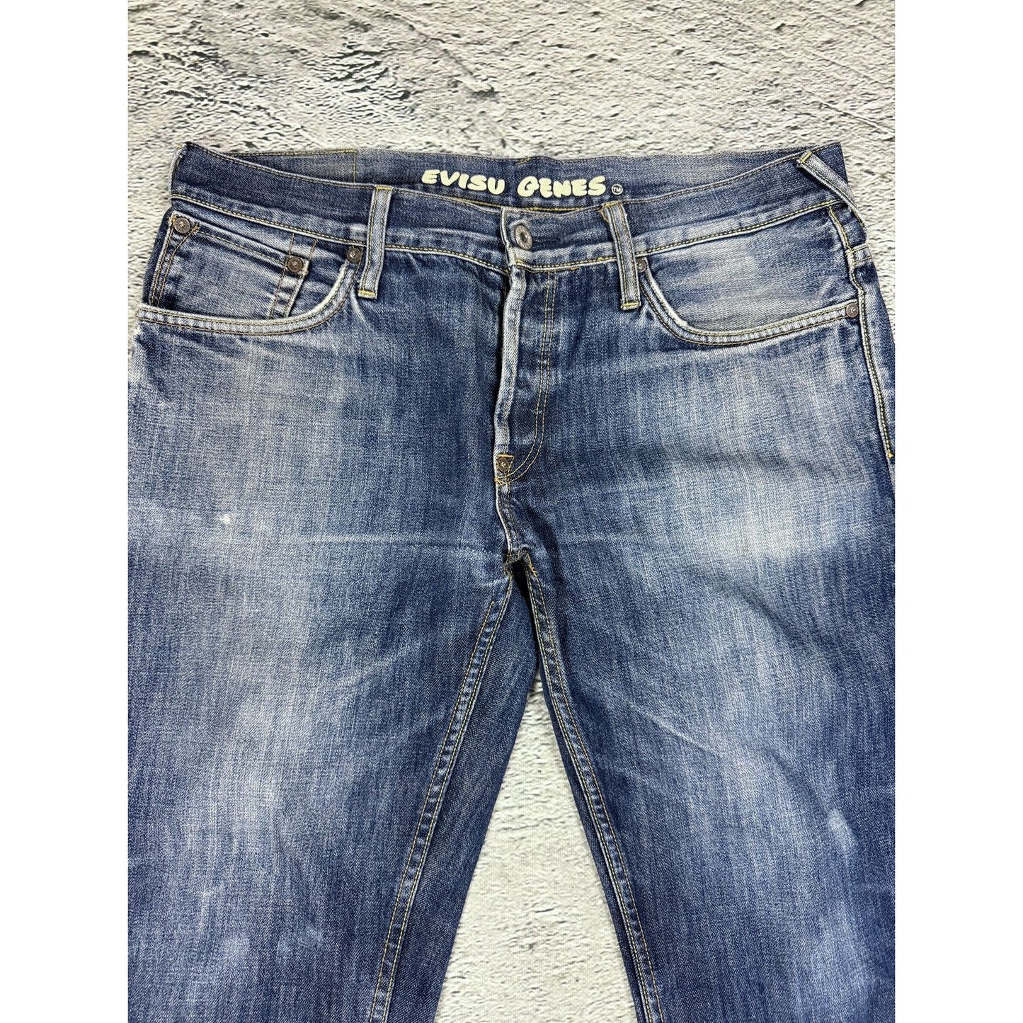 Evisu jeans vintage navy blue white seagulls Genes