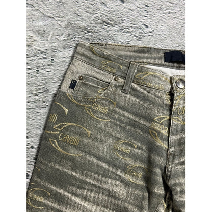 Just Cavalli flared jeans monogram fullprint Y2K washed