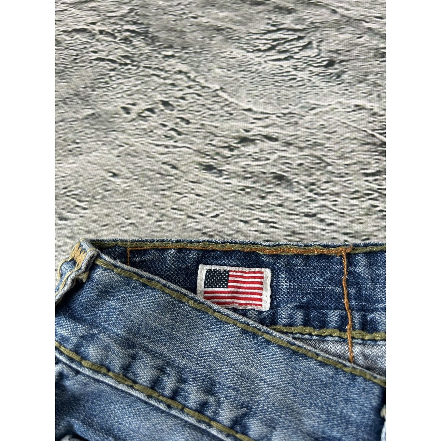 True Religion blue jeans multicolor thick stitching Bobby