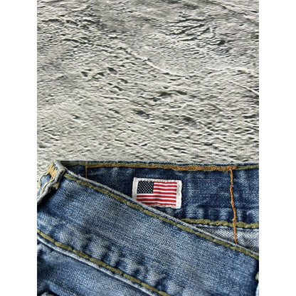 True Religion blue jeans multicolor thick stitching Bobby