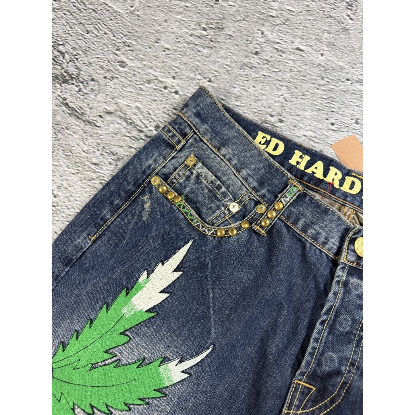 Ed Hardy Christian Audigier vintage jeans big logo pants 420