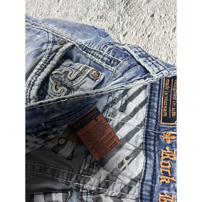 Rock Revival vintage light blue jeans Y2K Marcin white stitching