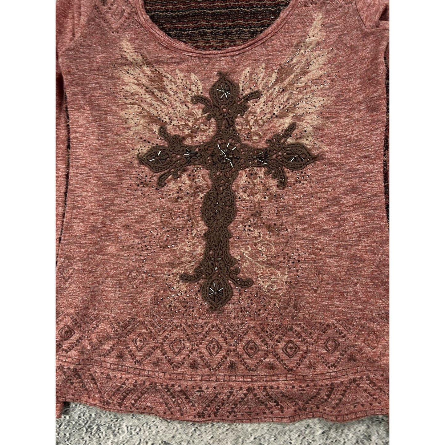 Miss Me longsleeve top mesh Y2K big cross logo