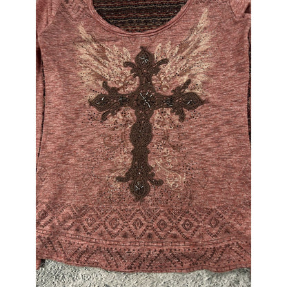 Miss Me longsleeve top mesh Y2K big cross logo