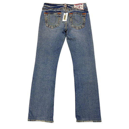True Religion Vintage Bootcut Johnny Blue Gold Stitching